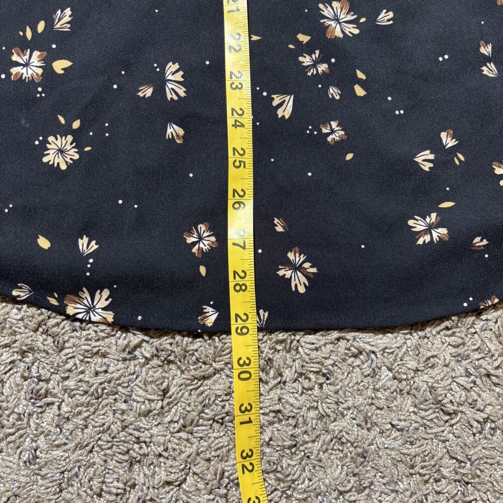 Hilary Radley Floral Blouse Black Gold V-Neck Long Sleeve Button Dark Academia L - Picture 12 of 13